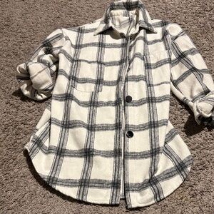 SHEIN Black and White Plaid Button Down Shirt